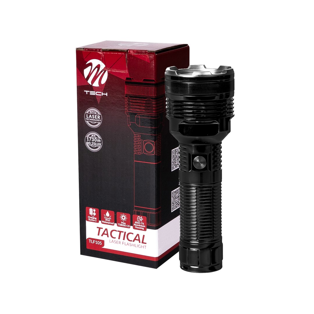 ΦΑΚΟΣ ΧΕΙΡΟΣ 1x15W 413lm IP65 183mm Φ62mm 6000mAh Li-ion TACTICAL LASER FLASHLIGH M-TECH - 1 Τεμ.