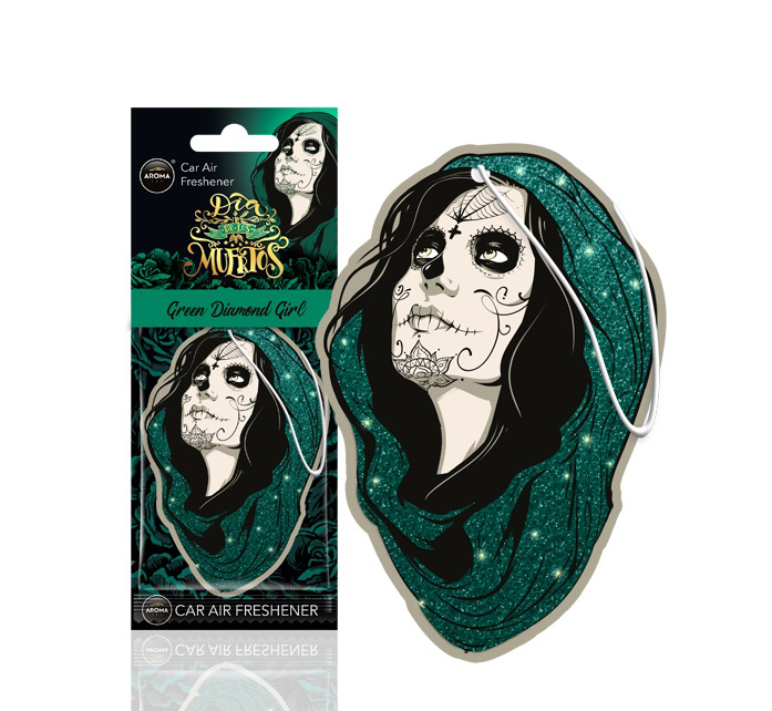ΑΡΩΜΑΤΙΚΟ ΚΡΕΜΑΣΤΟ AROMA CAR MUERTOS GREEN DIAMONT GIRL ΑMiO - 1 TEM