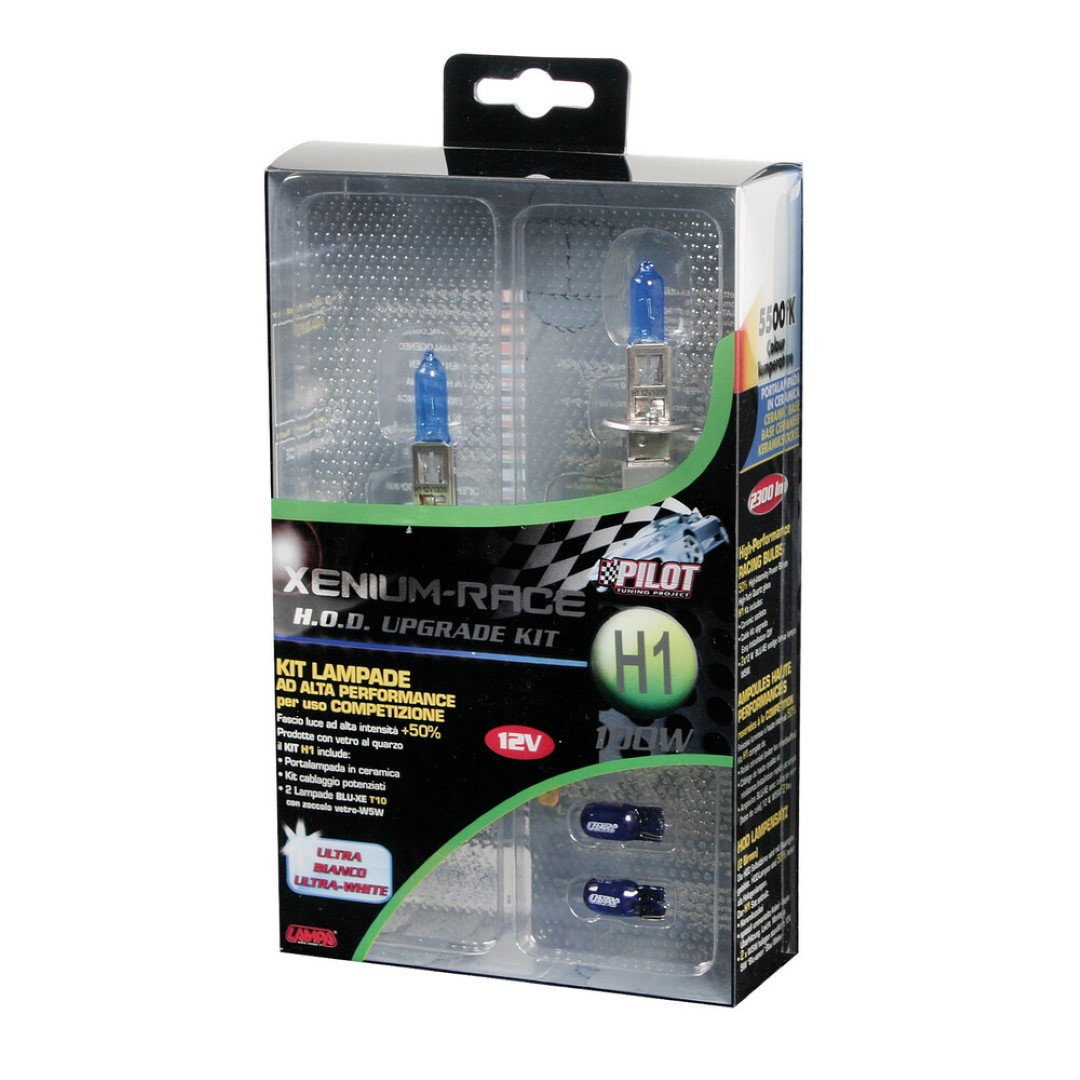 Kit Αναβαθμισης H1 Xenium Race Bonus-pack 12V/100W P14,5S - 5500K - 2300LM Με Κεραμικες Βασεις Και 2 Καρφωτα Λαμπακια W5W - 2 Τεμ.