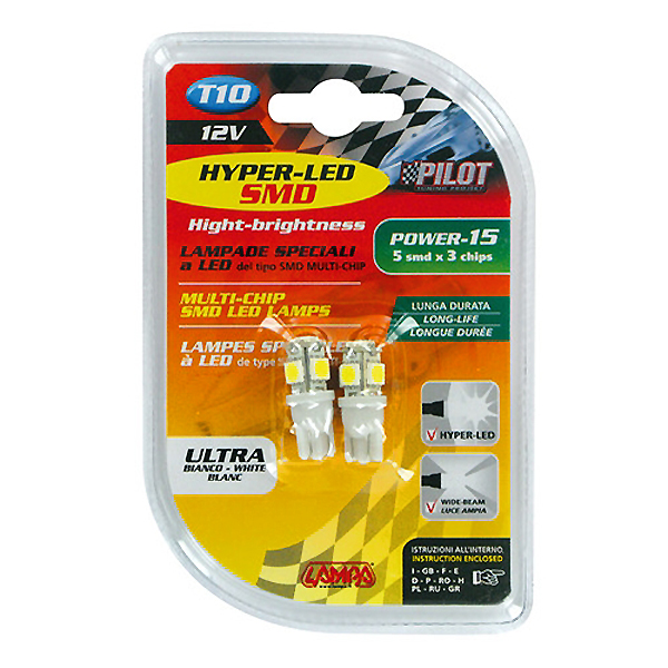 T10 W5W 12V W2,1X9,5D 28LM HYPER-LED15 Λευκο Διαθλασης 5SMDX3CHIPS Διπλης Πολικοτητας Blister 2τεμ. - Thumbnail 2