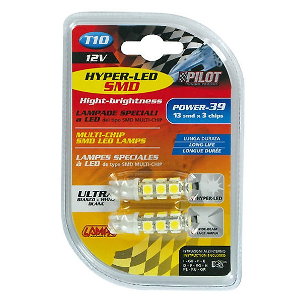 T10 W5W 12V W2,1X9,5D 80LM HYPER-LED39 Λευκο 13SMDX3CHIPS (διπλης Πολικοτητας) Blister 2τεμ. - Thumbnail 4