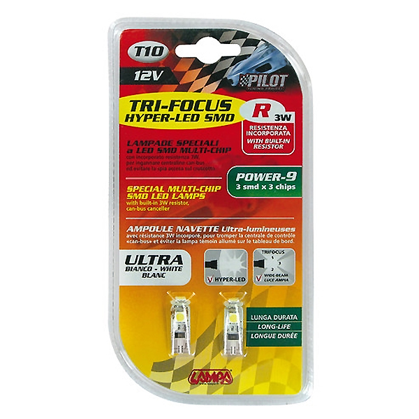 LAMPA - Λαμπάκια T10 W5W 12V W2,1X9,5D 28LM Hyper-LED 9 Λευκό Διαχέσεως 3 Smd X 3 Chips Τριπλοεστιακά Can-bus Με Ενσωματωμένη Αντίσταση - 2 Τεμ. (5846.2-LM) - Thumbnail 4