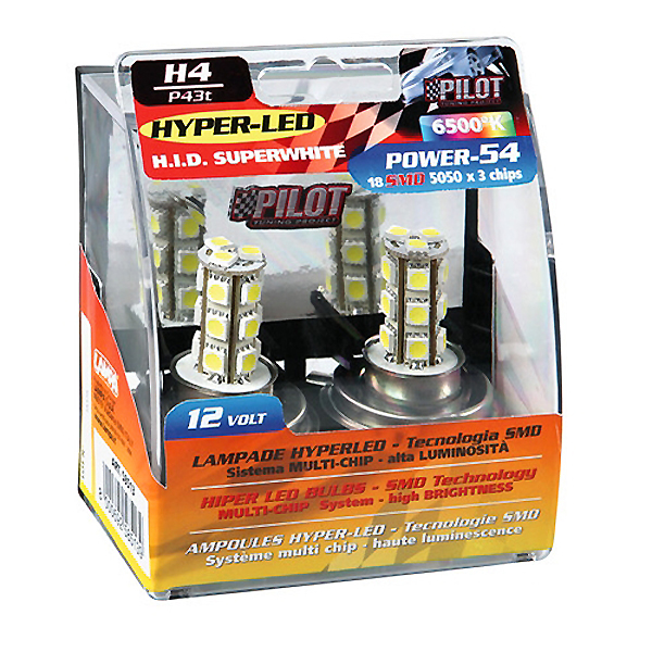 H4 12V P43t 360lm HYPER-LED54 18SMDx3chips 6.500K ΚΟΥΤΙ 2ΤΕΜ. ΓΙΑ ΕΝΤΥΠΩΣΙΑΣΜΟ