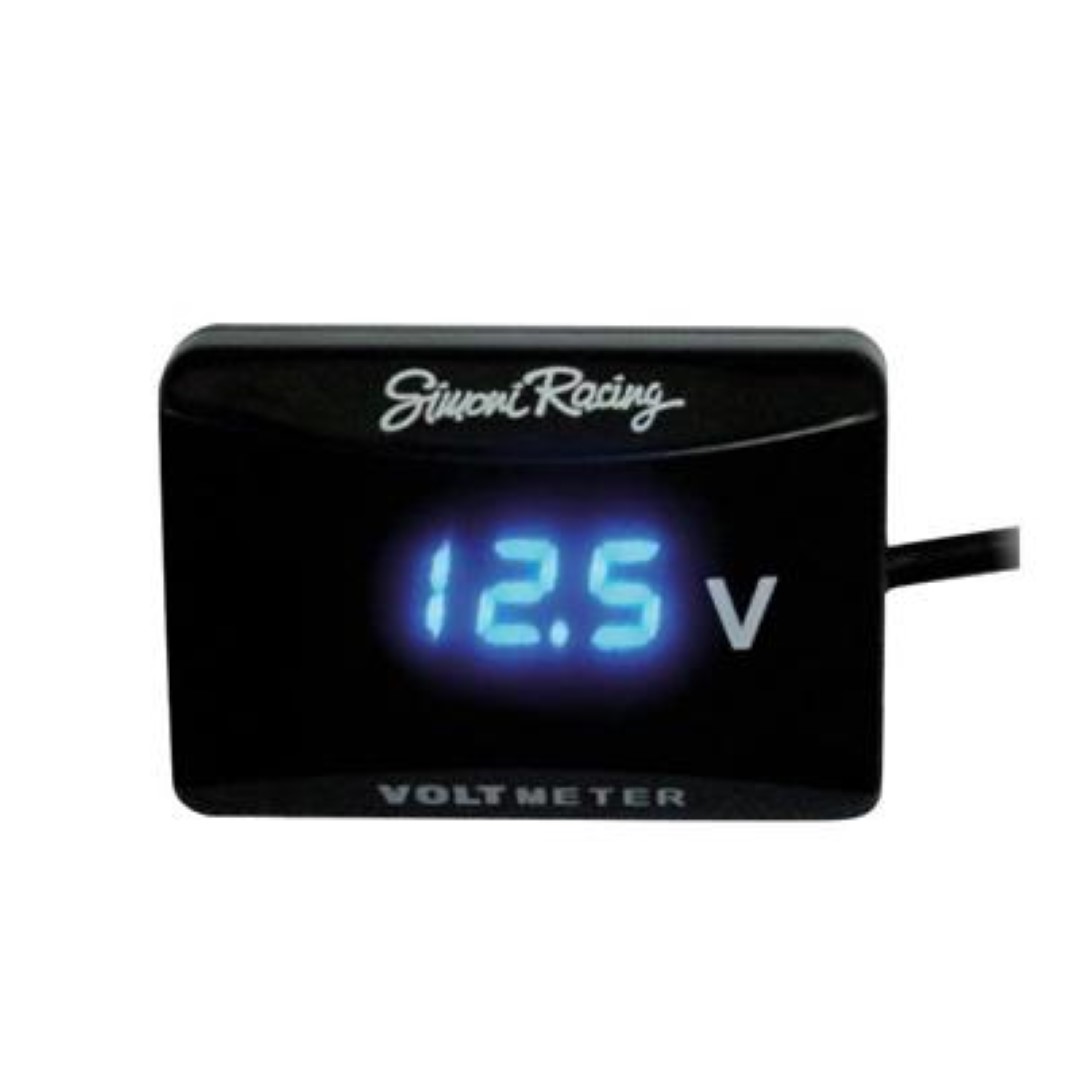 Βολτομετρο Μπαταριας Ψηφιακο 12/24V 50X35 Mm Με Φις Αναπτηρα (μαυρο Με Μπλε LED)