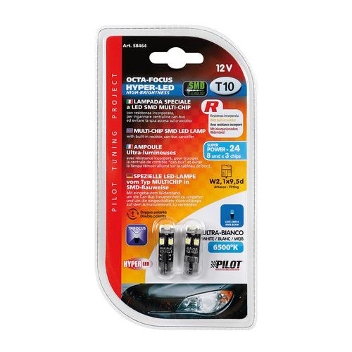 T10 W5W 12V W2,1X9,5D 100LM HYPER-LED24 6.500K Λευκο 8SMDX3CHIPS (καρφωτο - Can-bus) 2τεμ. - Thumbnail 2
