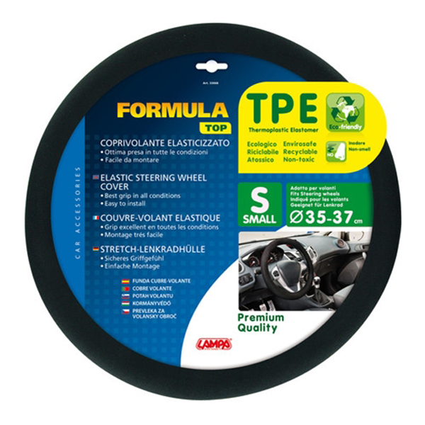 LAMPA Κάλυμμα Τιμονιού Αυτοκινήτου Formula One Premium 35-37εκ. Άοσμο Αντιιδρωτικό Ευρείας Κάλυψης¨μαύρο 1-τεμ. (L3306.9)