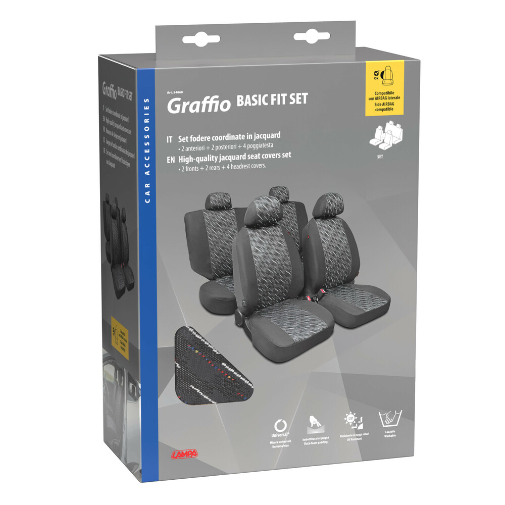 LAMPA - Καλυμματα Σετ Grafio Polyester Γραφιτης - 8 Τεμ. (L5486.0) - Thumbnail 2