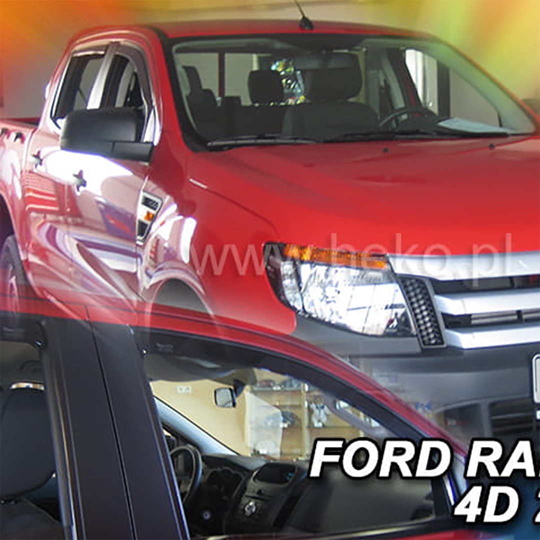 Ανεμοθραυστες Για Ford Ranger / Raptor Iii 4D 2012-2022 Ζευγαρι Απο Ευκαμπτο Φιμε Πλαστικο HEKO - 2 Τεμ.