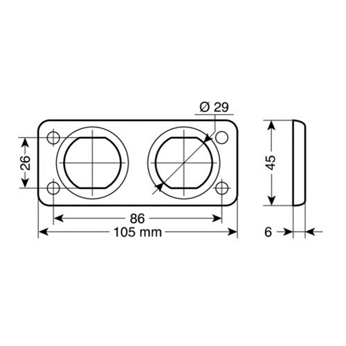 Βαση Διπλη Για Πριζες Εχτ 105X45MM - Thumbnail 3