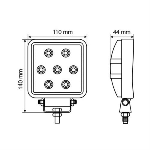 Προβολεας Εργασιας WL-3 21W 1400LM 10/30V Με 7 LED 10-30V 6.000K (110X140X44MM) Φως Διαθλασης -1τεμ. - Thumbnail 3