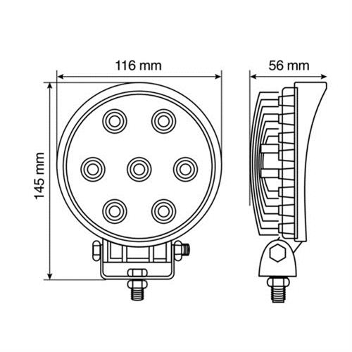 Προβολεας Εργασιας WL-1 21W 1400LMS 10/30V Με 7 LED 10-30V 6.000K (116X145X56MM) Φως Διαθλασης - 1τεμ. - Thumbnail 2