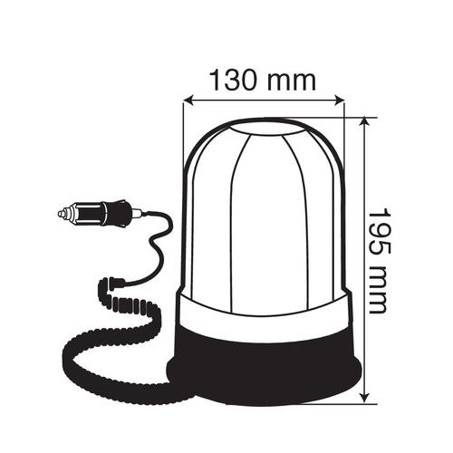Φάρος RH-2 12V/24V Μαγνητικός Με Φις Αναπτήρα Πορτοκαλί 130X195MM - Thumbnail 2