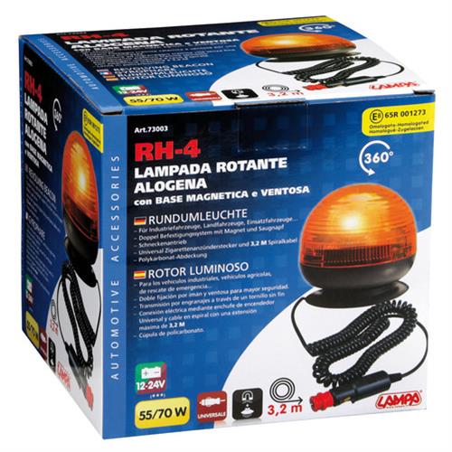 Μαγνητικος Φαρος RH-4 12V/24V (πορτοκαλι/κοντος/στρογγυλος Με Φις Αναπτηρα - 130 Χ 135 Mm) - Thumbnail 3