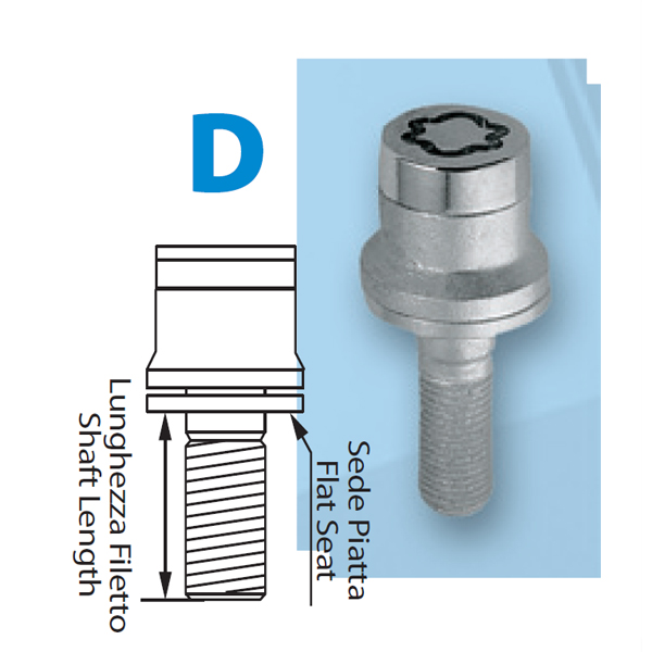 Μπουλονια Ασφαλειας 12X1,25 42,2MM (19) Ισια Με Ροδελα D030