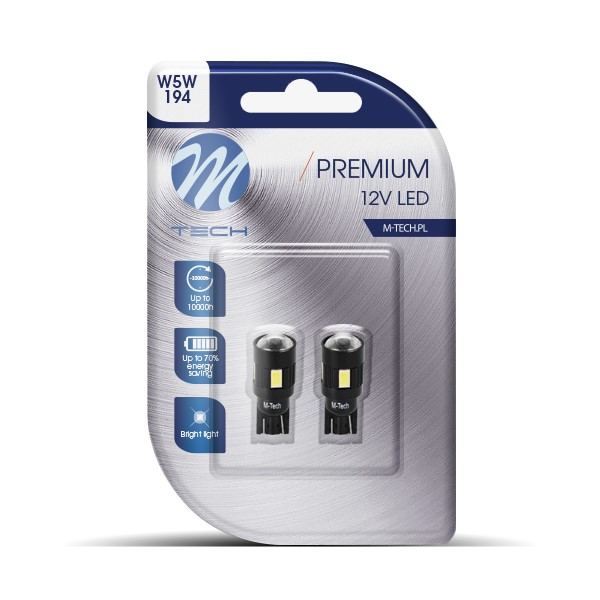 T10 W5W 12V W2,1X9,5D LED 6XSMD5730 Λευκο (καρφωτο Can-bus) Blister 2τεμ. M-TECH