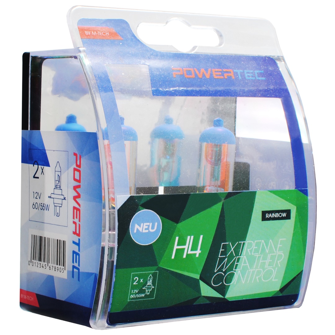 H4 Λαμπα 12V 60/55W P43T Powertec Rainbow Extreme Weather Control M-TECH - 2 Τεμ. - Thumbnail 2