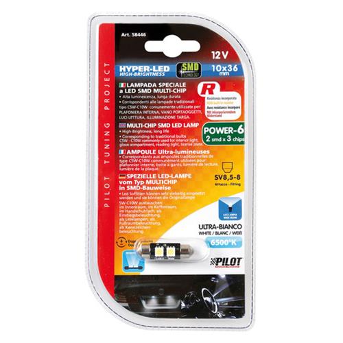 Λαμπακι Πλαφονιερας C5W 12V 10X36MM HYPER-LED6 Λευκο 2SMDX3CHIPS (διπλης Πολικοτητας- Can-bus) 1τεμ. - Thumbnail 3