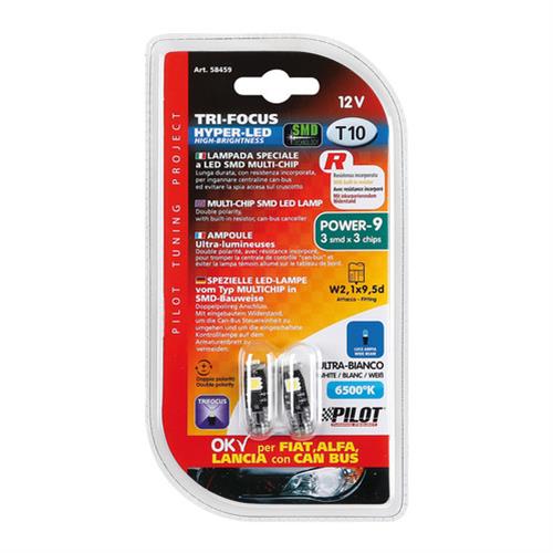T10 W5W 12V W2,1X9,5D 38LM HYPER-LED9 Λευκο Can-bus (τριπλοεστιακο-fiat+alfa ROMEO+LANCIA)2ΤΕΜ. - Thumbnail 3