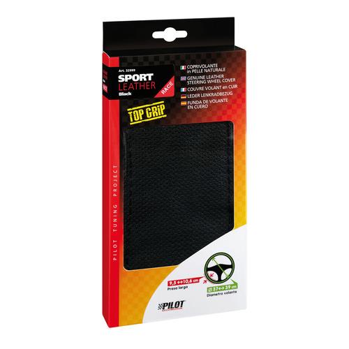 LAMPA Κάλυμμα Τιμονιού Αυτοκινήτου Sport Leather Top Grip Δετό 37-39εκ. Λείο & Διάτρητο Γνήσιο Δέρμα Μαύρο Με Μαύρη Ραφή 1-τεμ. (L3299.8) - Thumbnail 3