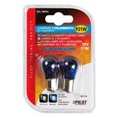 P21W 12V 21W BA15S Μονοπολικο Μπλε Blue Dyed-glass 2τεμ. Blister - Thumbnail 4