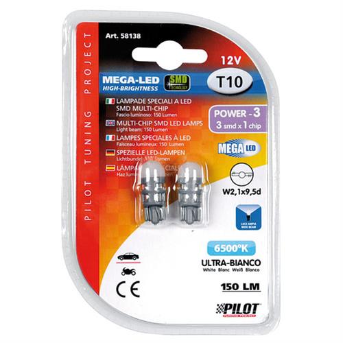 T10 W5W 12V W2,1X9,5D 150LM Mega-LED 3 Λευκο Φως 11X27MM 2τεμ. - Thumbnail 3
