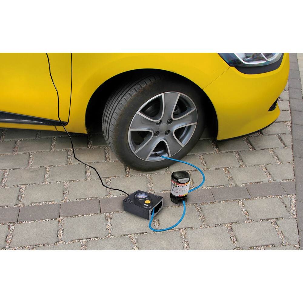 Κομπρεσέρ Ελαστικών 12V 450ML Με Υγρό Επισκευής 450ML Μανόμετρο Και Μετρητή Πίεσης - Thumbnail 10