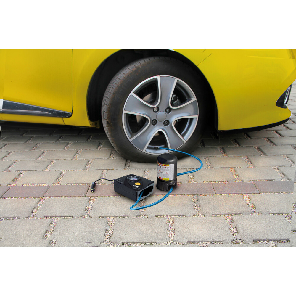 Κομπρεσέρ Ελαστικών 12V 450ML Με Υγρό Επισκευής 450ML Μανόμετρο Και Μετρητή Πίεσης - Thumbnail 7