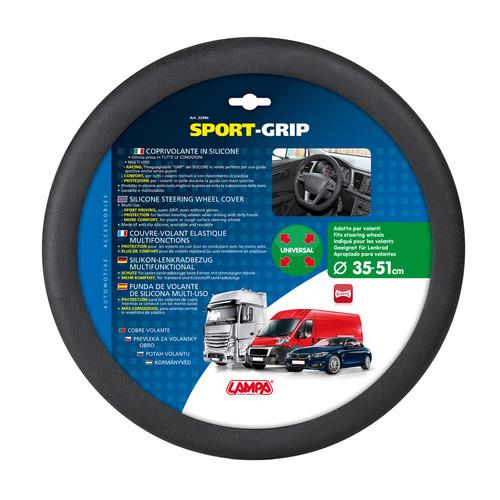 LAMPA Κάλυμμα Τιμονιού Αυτοκινήτου Sport-grip 34-51εκ. Σιλικόνης Σούπερ Ελαστικό Κατάλληλο Για Όλα Τα Μεγέθη Μαύρο 1-τεμ. (L3298.6) - Thumbnail 4