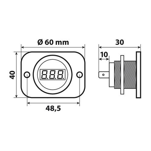 Βολτομετρο Ψηφιακο Σε Πριζα EXT-9 6-30V LED 60X48,5X40MM - Thumbnail 2