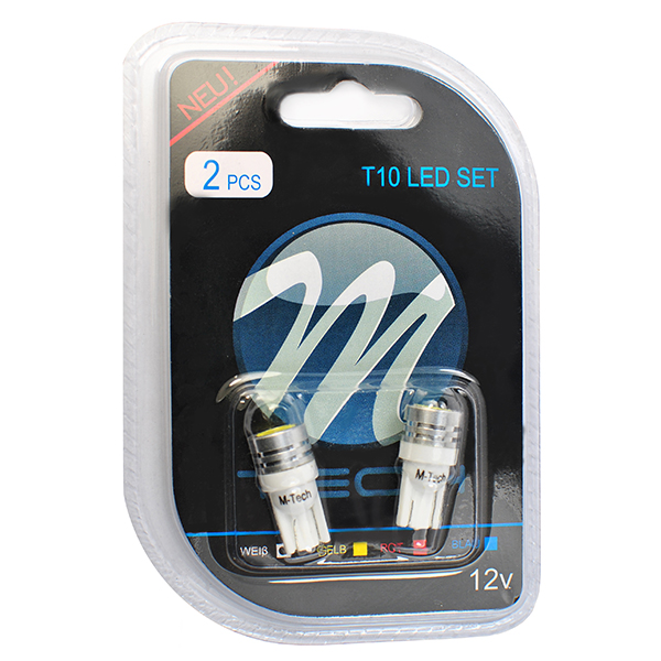 T10 W5W 12V W2,1X9,5D LED 1XHP Λευκο (καρφωτο Ακαλυκο) Blister 2τεμ. M-TECH - Thumbnail 2