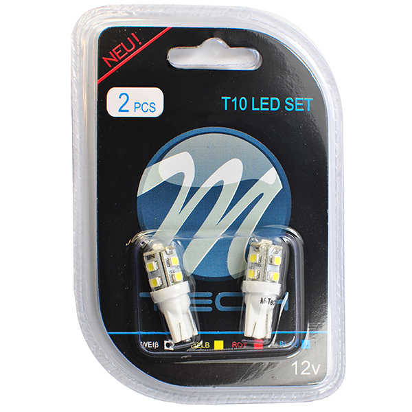T10 W5W 12V W2,1X9,5D LED 9XSMD3528 Λευκο (καρφωτο Ακαλυκο) Blister 2τεμ. M-TECH - Thumbnail 2