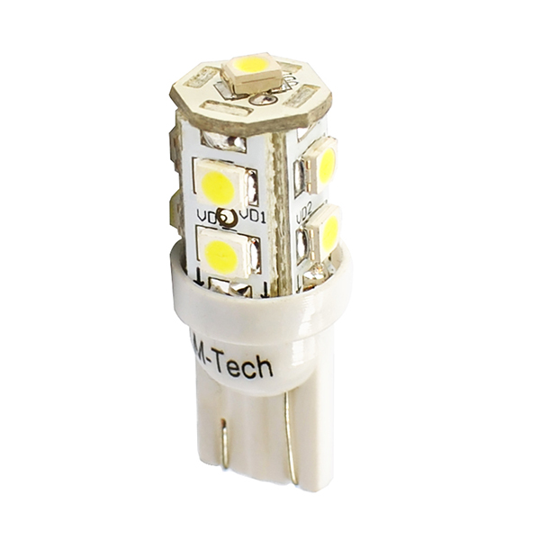 T10 W5W 12V W2,1X9,5D LED 9XSMD3528 Λευκο (καρφωτο Ακαλυκο) Blister 2τεμ. M-TECH