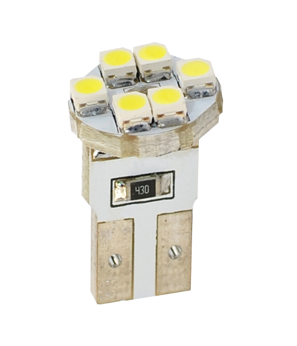 T10 W5W 12V W2,1X9,5D LED 6XSMD3528 Λευκο (καρφωτο Ακαλυκο) Blister 2τεμ. M-TECH