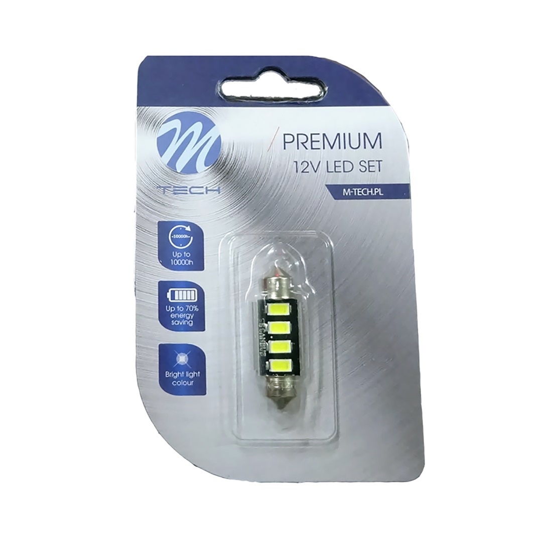 Λαμπακια Πλαφονιερας C5W/C10W 12V 2W SV8,5 36MM Can-bus+radiator LED 4XSMD5730 Λευκο Blister 1τεμ - Thumbnail 2