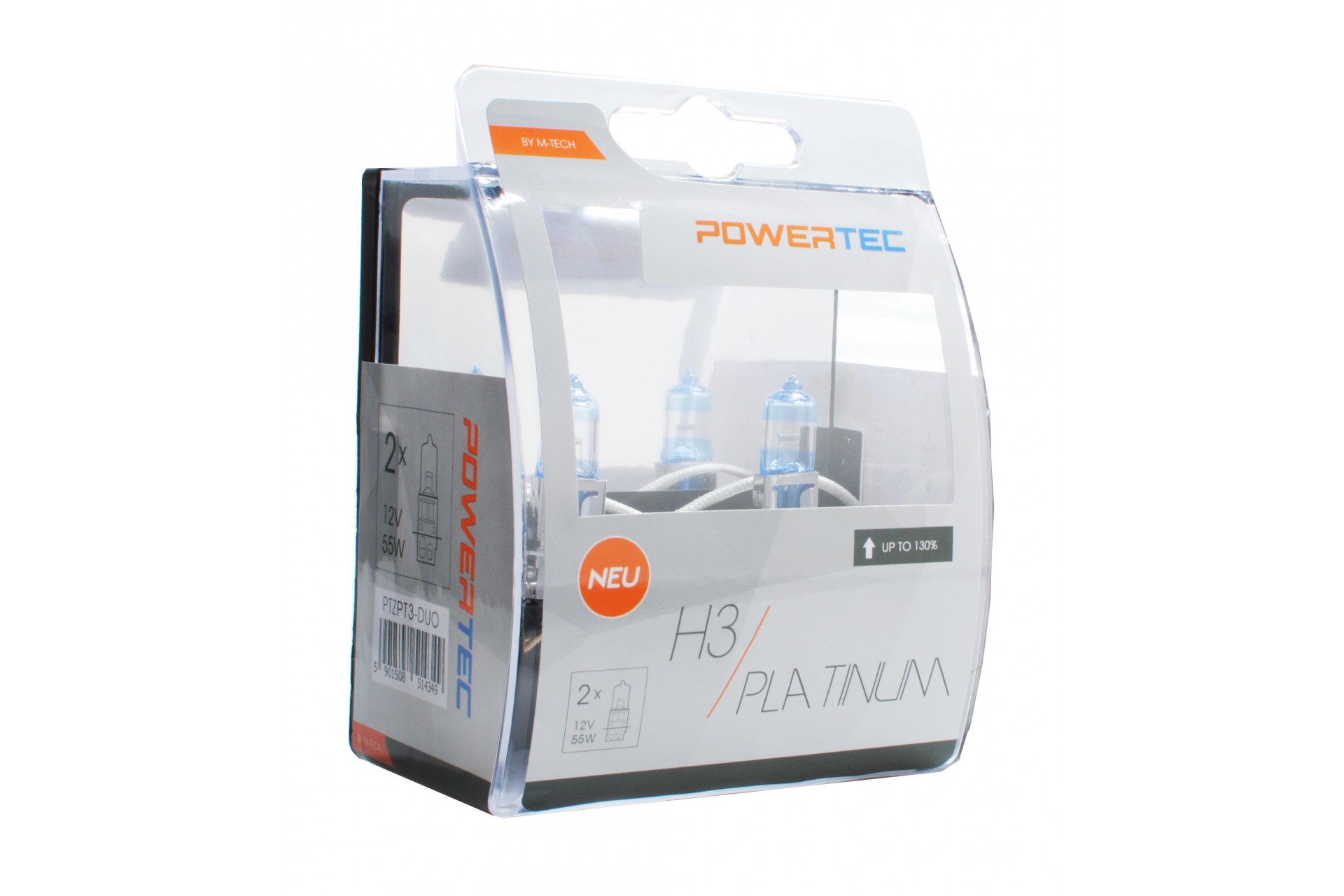 H3 12V 55W 3.250K +130% PK22s POWERTECK PLATINUM 2ΤΕΜ. M-TECH