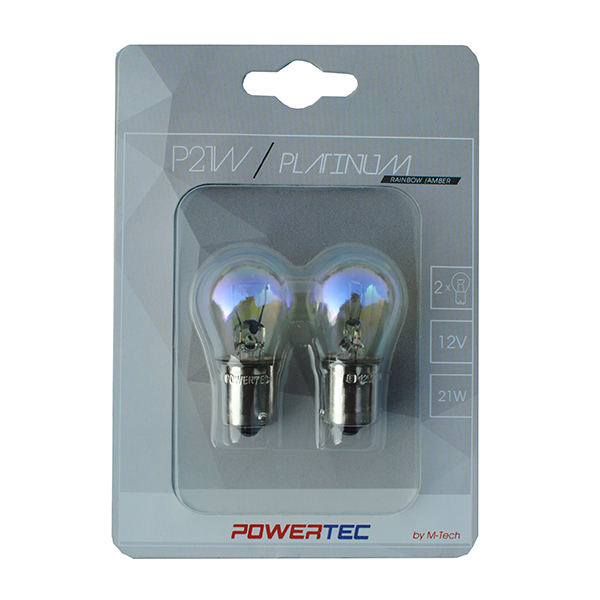 P21W 12V 21W BA15S Μονοπολικο Rainbow Powerteck Platinum 2τεμ.