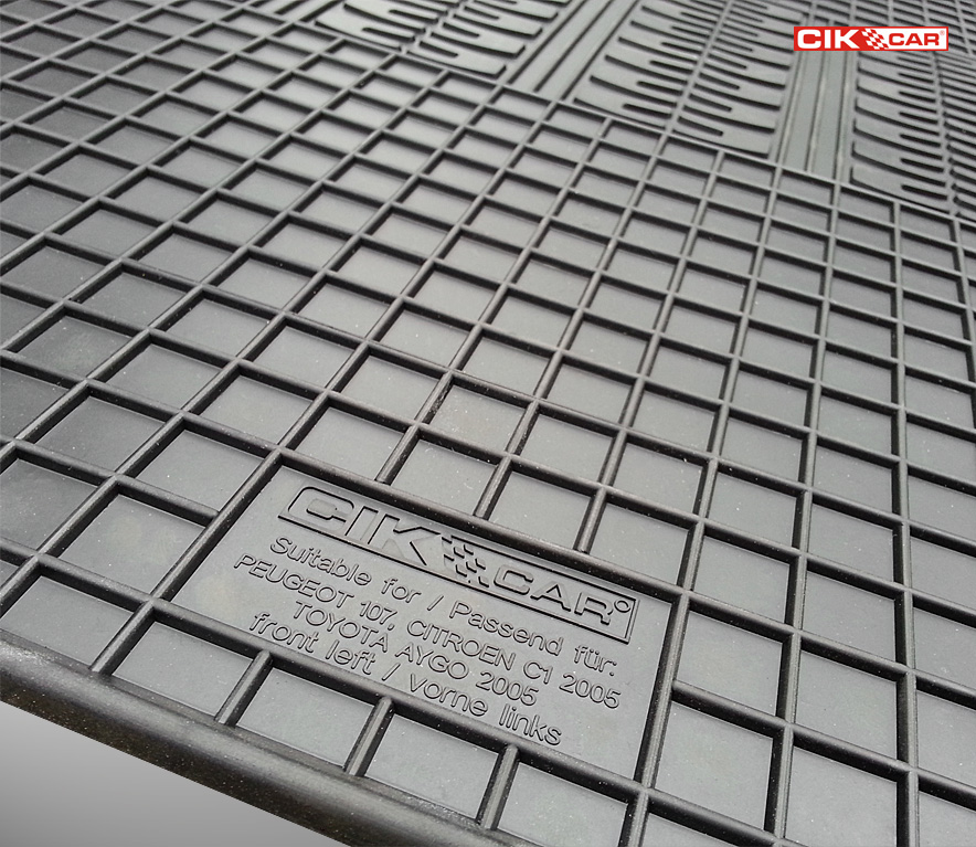 CIK - Πατακια Αυτοκινητου Απο Λαστιχο Για Citroen C1 / Peugeot 107 / Toyota Aygo 2005-2014 Σε Μαυρο Χρωμα Χωρις Κουμπωματα - 4 Τεμ. (RM.CI.0004/CK) - Thumbnail 5