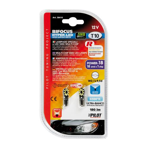 T10 W5W 12V W2,1X9,5D 180LM Hyper-LED 18 Λευκο (can-bus- Διπλης Πολικοτητας-καρφωτο) Blister 2τεμ. - Thumbnail 3