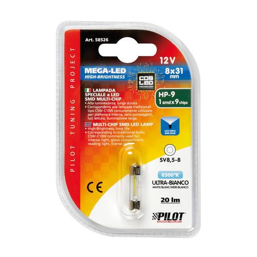 Λαμπακι Πλαφονιερας 12V 8X31MM 20LM Λευκο MEGA-LED9 Cob (διπλης Πολικοτητας- Can-bus) Blister 1τεμ. - Thumbnail 3