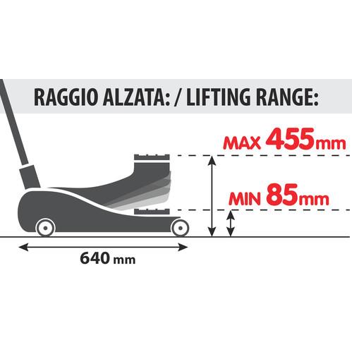 Γρυλος Υδραυλικος Με Ροδες 2.500KG 85MIN-455MAX 360μοιρων Low Profile - Thumbnail 5