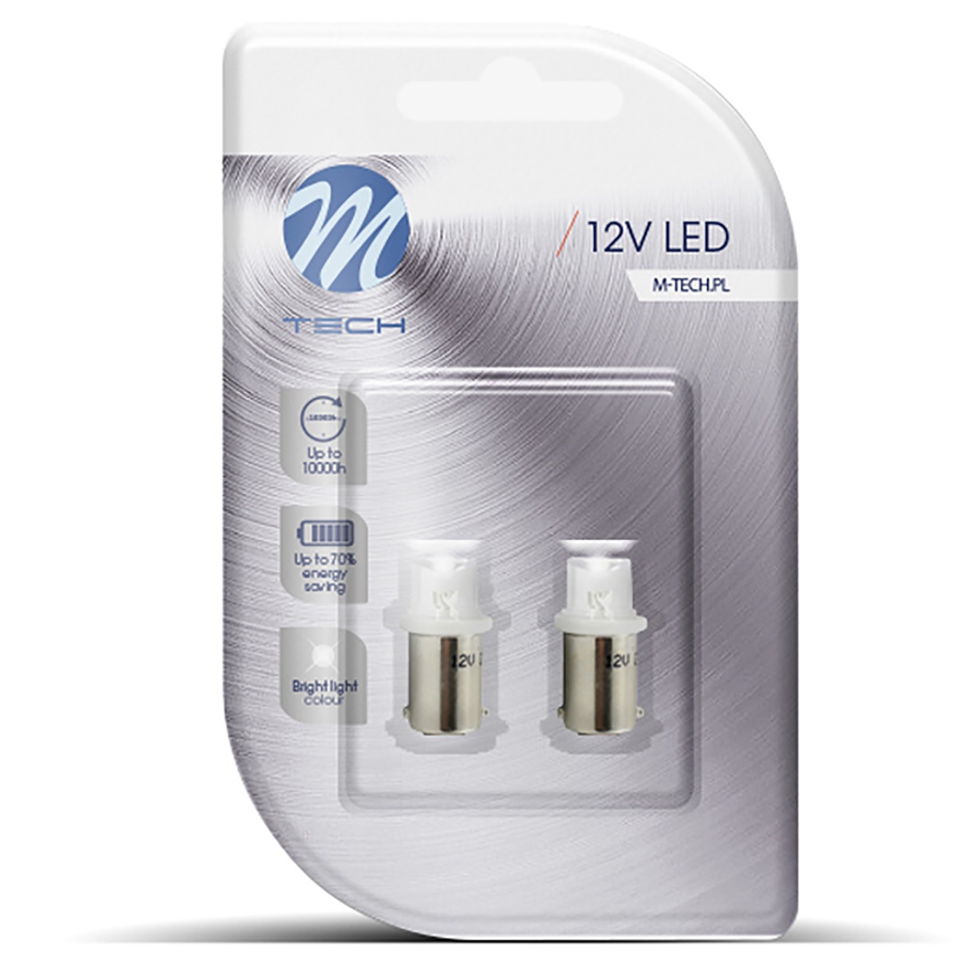T4W 12V 0,29W BA9s (ΜΙΝΙΟΝ) LED 1xFlux 8mm ΛΕΥΚΟ BLISTER 2ΤΕΜ. M-TECH
