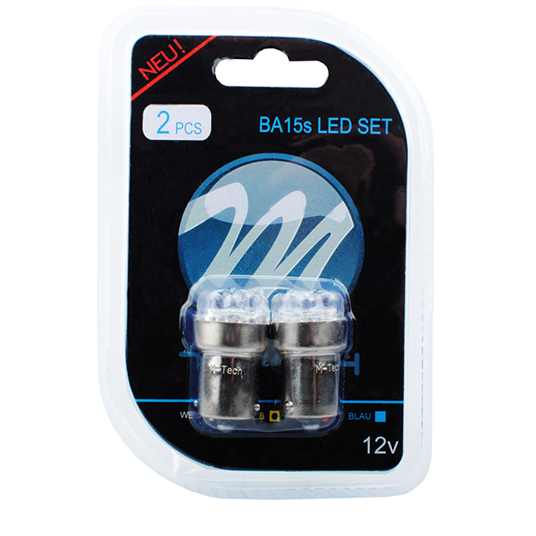 R5W/R10W 12V BA15S LED 9XSMD3014 Κιτρινο (μονοπολικο) Blister 2τεμ. M-TECH - Thumbnail 2