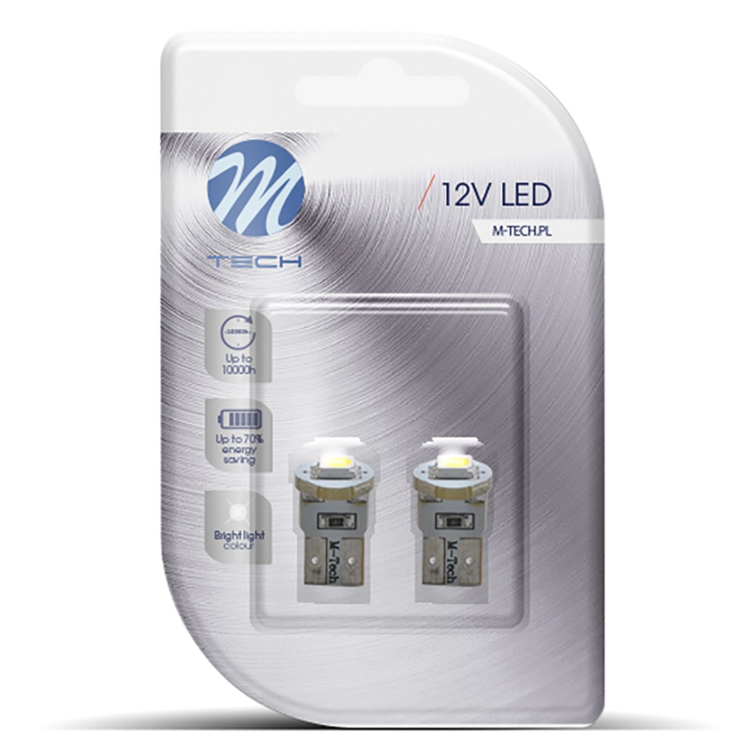 T10 W5W 12V W2,1X9,5D LED 1XSMD5050 Λευκο (καρφωτο Ακαλυκο) Blister 2τεμ. M-TECH - Thumbnail 2