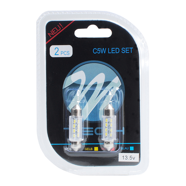 Λαμπακια Πλαφονιερας C5W/C10W 12V 1W SV8,5 36MM LED 8XSMD3014 Λευκο Blister 2τεμ. - Thumbnail 2