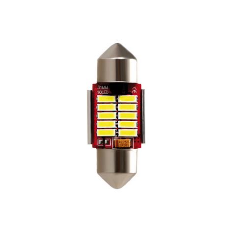 Λαμπακι Πλαφονιερας 12V 12X31MM 150LM Λευκο MEGA-LED10 (διπλης Πολικοτητας- Can-bus) Blister 1τεμ.
