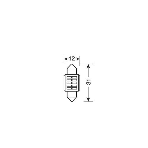 Λαμπακι Πλαφονιερας 12V 12X31MM 150LM Λευκο MEGA-LED10 (διπλης Πολικοτητας- Can-bus) Blister 1τεμ. - Thumbnail 2