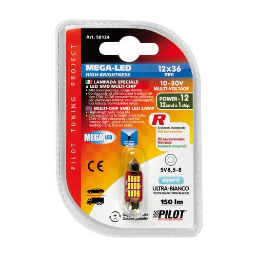 Λαμπακι Πλαφονιερας 12V 12X36MM 150LM Λευκο MEGA-LED12 (διπλης Πολικοτητας- Can-bus) Blister 1τεμ. - Thumbnail 4
