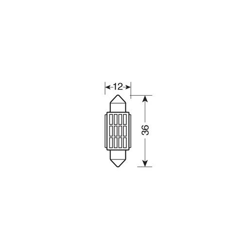 Λαμπακι Πλαφονιερας 12V 12X36MM 150LM Λευκο MEGA-LED12 (διπλης Πολικοτητας- Can-bus) Blister 1τεμ. - Thumbnail 2