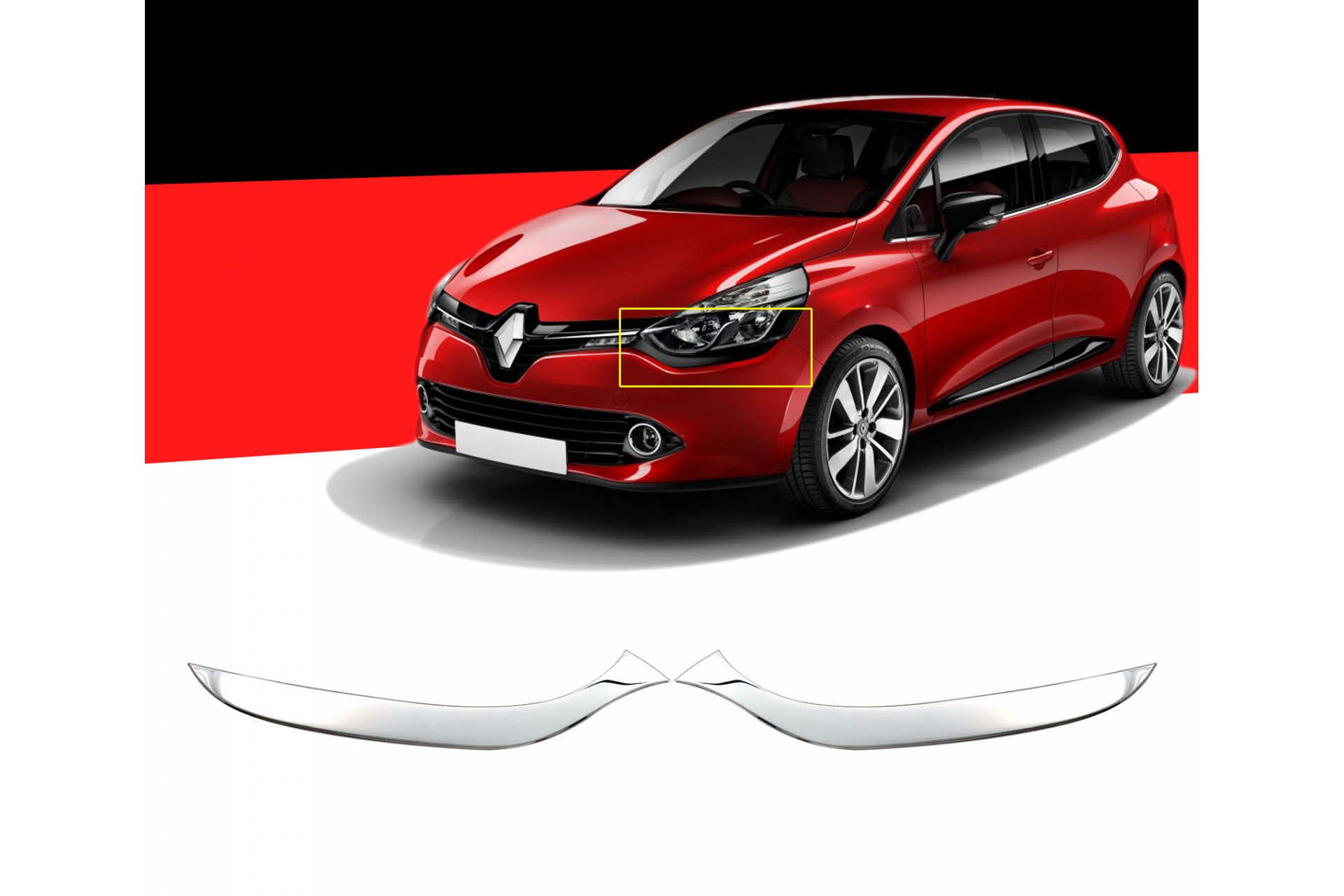 Μασκακια Φαναριων Για Renault Clio 5D 2012+ Κατω Χρωμιο Μεταλλικα 2τεμ.