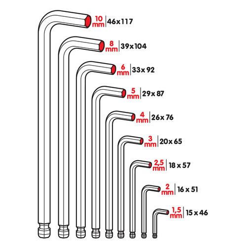 Αλλεν (allen) Εξαγωνα Κλειδια 9 Τεμαχιων (1,5-2-2,5-3-4-5-6-8-10MM) Χρωμιο-βαναδιο (crv) - Thumbnail 2